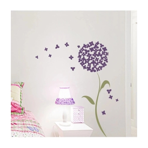 Decor Villa Purple Flowers PVC Vinyl Multicolour Wall Stickers