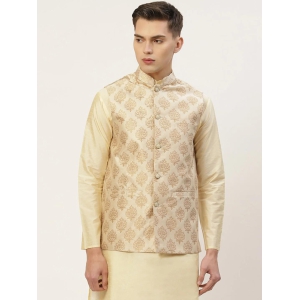 Jompers Mens Cream Printed Nehru Jacket-XL / Cream