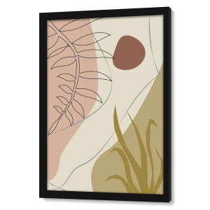 Tropical Leaves Earthy Tone - II-Basic (9.5 X 13.5 Inches) / Frame With Glossy Film / Black Frame