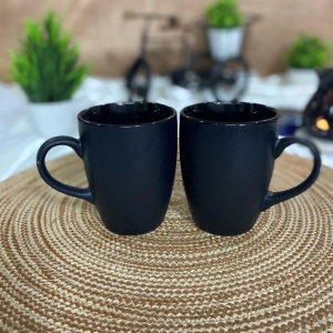 Ceramic Dining Chic Matte Black Ceramic Coffee Mugs Set Of 2