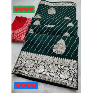 zari waiving saree-Green