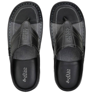 softio - Black Mens Leather Slipper - None