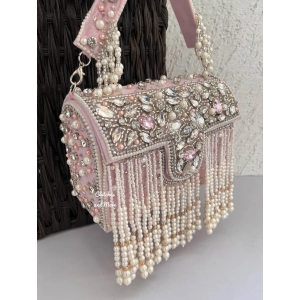 Premium Tassle Box clutch Baby Pink