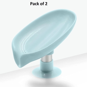 Soap Holder-Leaf Shape Self Draining Soap Holder With Suction Cup(Pack of 2)-Free Size