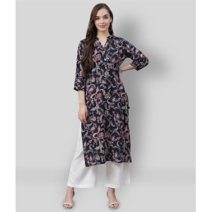 Divena - Blue Rayon Women''s Straight Kurti - XXL