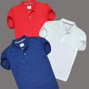 Plane Matty Solid Half Sleeves Mens Polo neck T-Shirt Pack Of 3-M