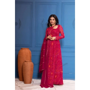 Hibiscus Pink Bandhani Anarkali-M