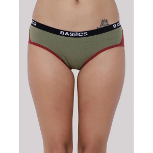 BASIICS By La Intimo - Olive BCPHP01 Cotton Lycra Colorblock Womens Hipster ( Pack of 1 ) - None