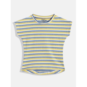 Yellow & Blue Striped Extended Sleeves Top