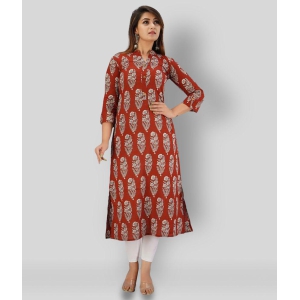 SVARCHI - Maroon Cotton Womens Straight Kurti ( Pack of 1 ) - XXL