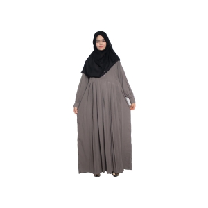 Modest City Self Design Grey Button With Plate Abaya or Burqa With Hijab for Women & Girls-Series Laiba-XXL / Grey / Crepe