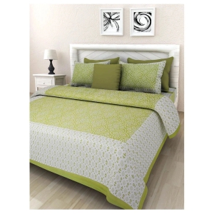 Uniqchoice Cotton Double Bedsheet with 2 Pillow Covers - Green