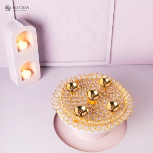 Crystal 5 Brass Diya Plate