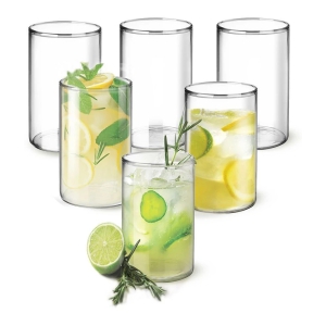 Treo By Milton Borosilicate Vector Glass Tumbler set of 6, 340ml Each, Transparent | Attractive | Microwave & Oven Safe| Light Weight | Glasses for Juices, Cold drinks, Water and Cocktails