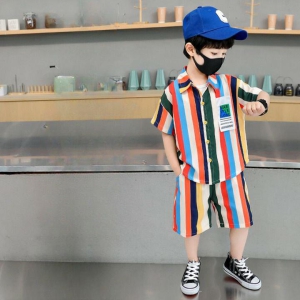 Baby Boy Rainbow Print Short-sleeve Button Up Shirt and Shorts Set || 1-6 Year Boy's Shirt - RAINBOW ???? SHORT SET-2-3 YEAR