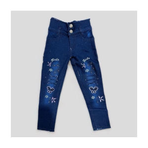 ICONIC ME- Kids Girls Denim Printed Jeans - None