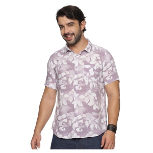 Purple Petal Mens Printed Shirt-38 (S)