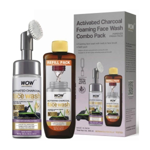 WOW Skin Science Activated Charcoal Foaming Face Wash Save Earth Combo Pack- No Parabens, Sulphate, Silicones & Color - Vol 350mL