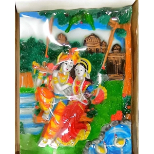 India Meets India 3D Lord Radha Krishna Framed Religious Wall Hanging