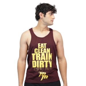 Muscle Mantra Gym Stringer Eat Clean Train Dirty-Dark Blue / XXL