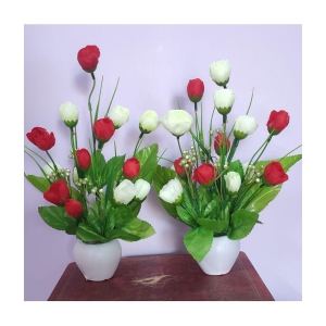 BAARIG - Red Rose Artificial Flower ( Pack of 2 )