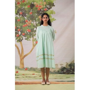 Green Apple Smocked Dress-L