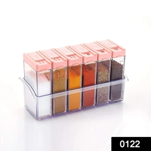 122 Plastic Spice Jars (6 pcs, 14x22x8cm, Multicolour)