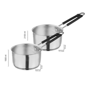 Stainless Steel Saucepan/Tea pan with capsulated induction bottom set of 2