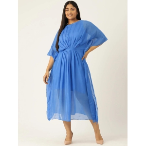 Designer Blue Chiffon Dress-L