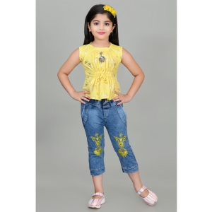 SFC - Yellow Cotton Blend Girls Top With Jeans ( Pack of 1 ) - None