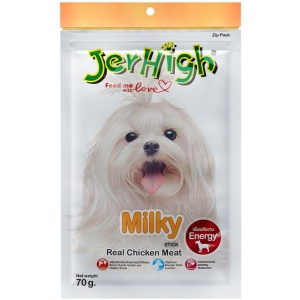 Jerhigh Chicken Dog Treats, Made from Human Grade High Protein Chicken, Fully Digestible Healthy Snack & Training Treat, Free from by-Products & Gluten, Milky 70gm (3 X 70g)