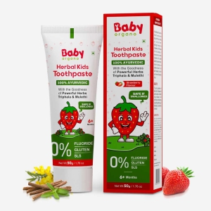 BabyOrgano Kids Toothpaste | Includes Triphala, Khadir and Other Herbs | Best Toothpaste for Kids | 100% Ayurvedic