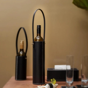 Tall Single Wine Bottle Holder Black-Black