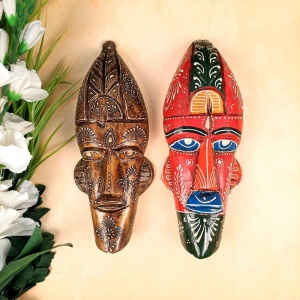 Tribal Wall Masks | African Egyptian Hangings for Home Entrance & Living Room | Nazar Battu Hanging - for House, Door, Hallway, Balcony Decoration (Pack of 2)  12 Inch-Style 5