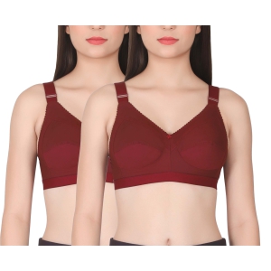 Eve's Beauty Womens Full Coverage Non Padded/Non Wired Bra.(Pack of 2)-44C / Maroon / Cotton Polyester