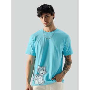 AKTIF Cotton Regular Fit Printed Half Sleeves Mens T-Shirt - Sky Blue ( Pack of 1 ) - None