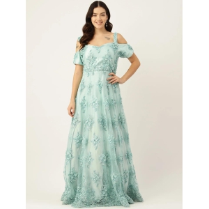 Desginer Sea Green Net Gown-S