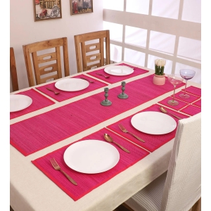 Bamboo Dining Mats - Pink (Set of 13)