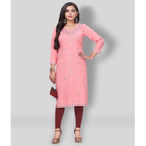 Kapadia - Pink Rayon Womens Straight Kurti ( Pack of 1 ) - L