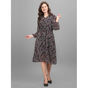 gufrina Rayon Printed Midi Womens Fit & Flare Dress - Black ( Pack of 1 ) - None