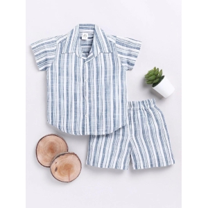 Blue Striped Half Sleeve Co-ord Set-6-9 m