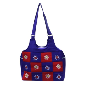 Mandhania Eco Friendly Cotton Mirror Patchwork Bag for Women Dark Blue