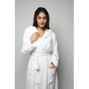 Towel material bathrobe - full length-White / XXL