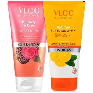 VLCC Combo Kit Mulberry & Rose Face Wash & Anti Tan Sunscreen SPF25, 150 ml Each (Pack of 2)
