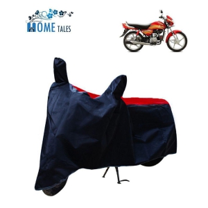 HOMETALES Dustproof Bike Cover For Hero HF Deluxe with Mirror Pocket - Red & Blue