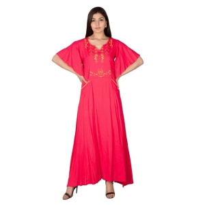 JAIPURETHNICWEAVES Women's Rayon Slub Embroidered Anarkali Kurta