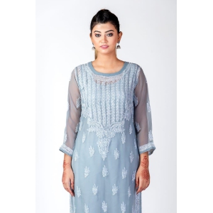 Ladies New Fashion Hand Chikankari Gala and Booti Kurti