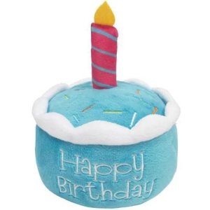 Birthday Cake Squeaky Plush Toy-Blue