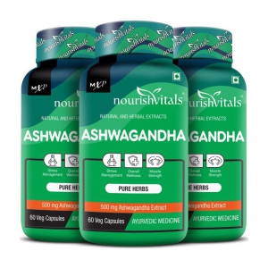 NourishVitals Ashwagandha Pure Herbs, 500 mg Ashwagandha Extract, 60 Veg Capsules (Pack Of 3)