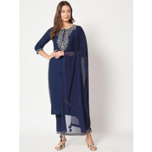 AMIRAS INDIA ETHNIC WEAR - Navy Blue Straight Rayon Womens Stitched Salwar Suit ( Pack of 1 ) - None